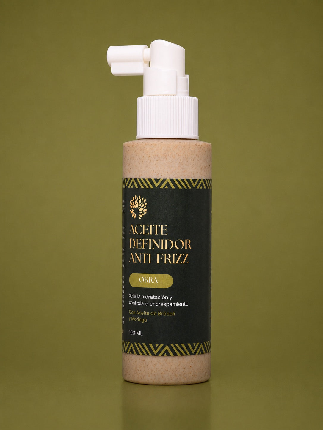 Aceite desenredante de Okra y Brócoli para suavizar nudos y eliminar el frizz en el cabello.